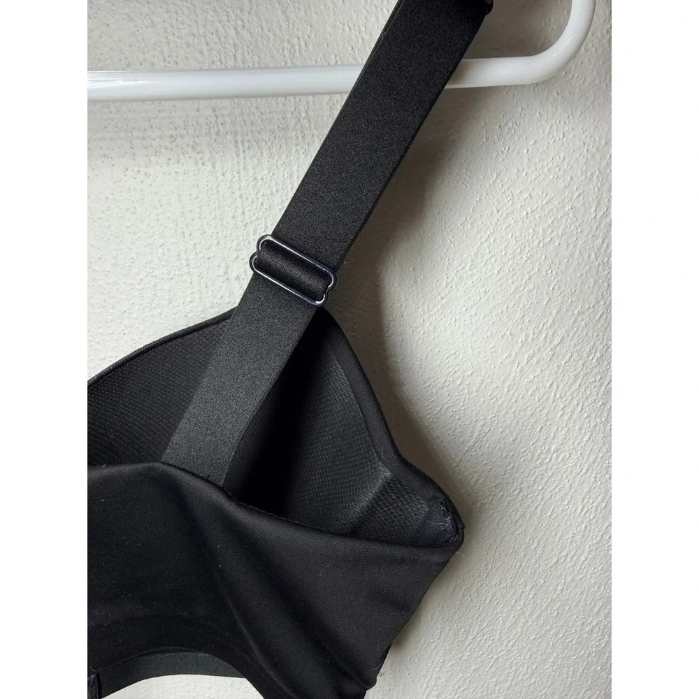 Victorias Secret Front Close Sport Bra Black Gold Zip Adjustable Straps 32C‎